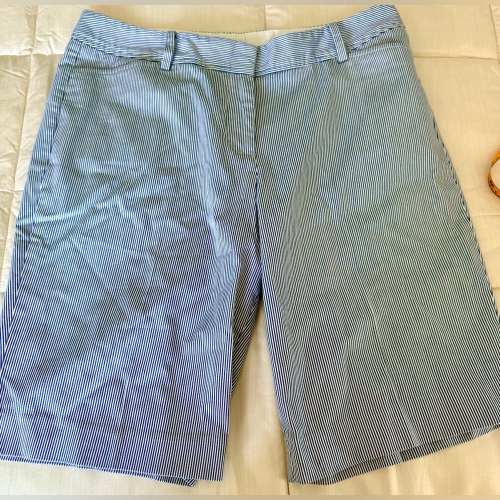 Talbots Blue and White Pinstripe Bermuda Shorts